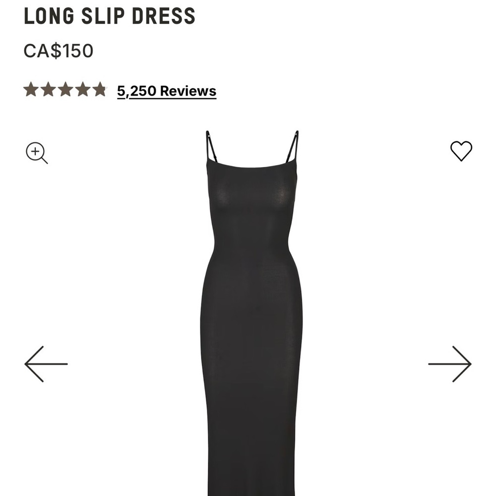 [BNWT] SKIMS Long Slip Dress - Onyx (Small)